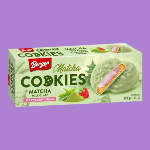 Bergen Matcha Keksz Eper ízű Krémmel 128 g