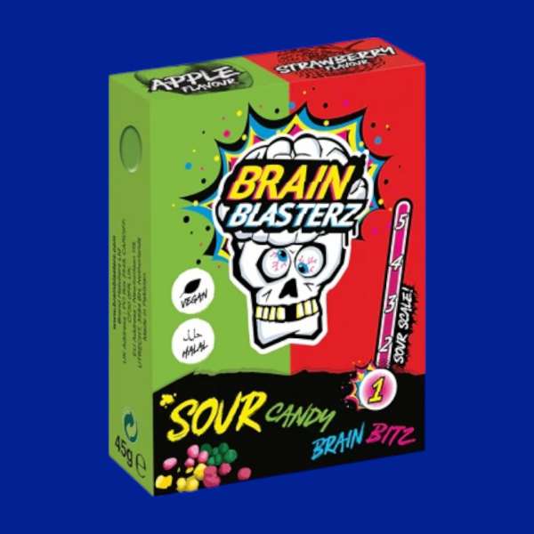Brain Blasters Bitz zöld alma és eper ízű savanyú cukor 45 g