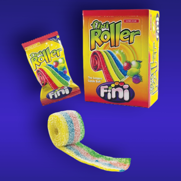 Fini Roller savanyú vegyesgyümölcs ízű gumicukorszalag 25 g