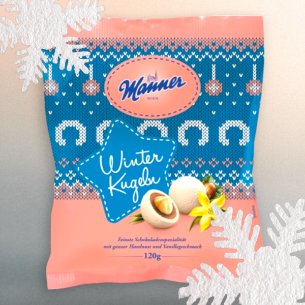 Manner vaníliás karácsonyi golyók egész mogyoróval 120 g