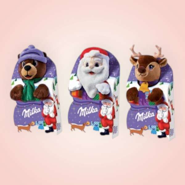 Milka Mikulás Csomag vegyes plüssfigurával 96 g