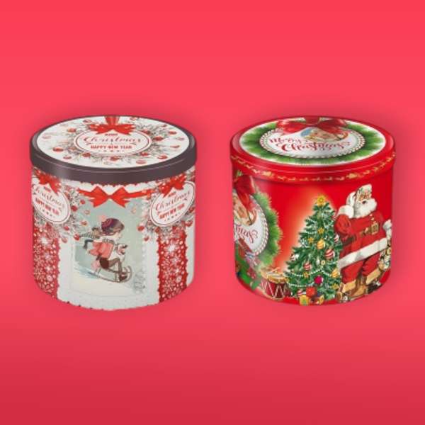 Karácsonyi olasz Panettone fémdobozban vegyes mintával 1000 g