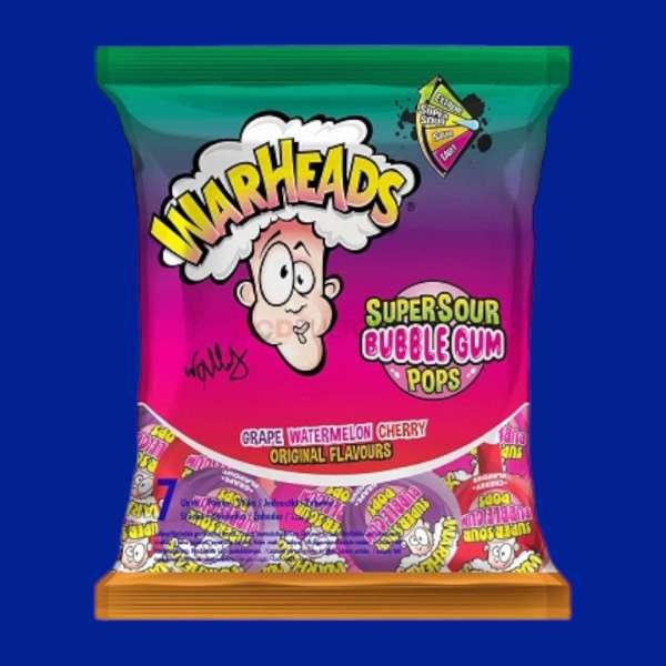 Warheads Super Sour Bubble Gum Pops 105 g